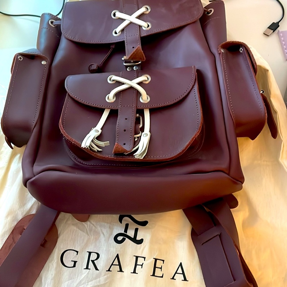 Grafea Burgundy Leather Amber Backpack